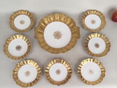 Group Eight Limoges Gilt Porcelain Dishes