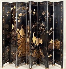 Chinese Eight Panel Coromandel Folding Screen