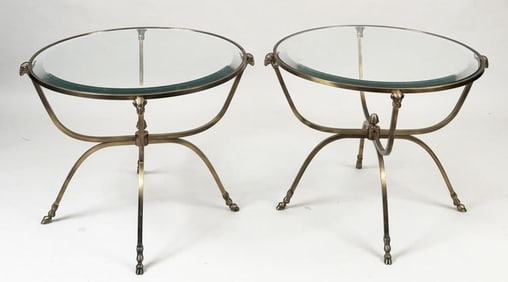 Attr. Maison Jansen Pair MCM Round Tables