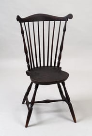 New England Painted Fan Back Windsor Side Chair