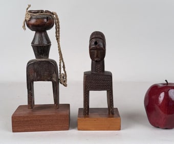 Two African Carved Wooden Pulleys