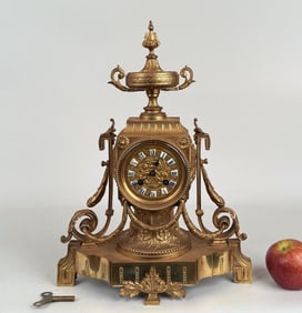 Japy Freres French Gilt Bronze Mantle Clock