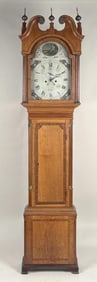 English Oak & Mahogany Banded Tall Clock