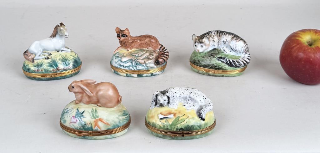 Five Chamart Limoges Figural Trinket Boxes (1 of 5)