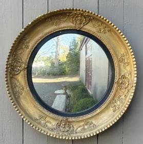 Regency Gilded Convex Mirror, 19th C.