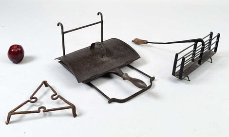 Three Early American Wrought Iron Hearth Items