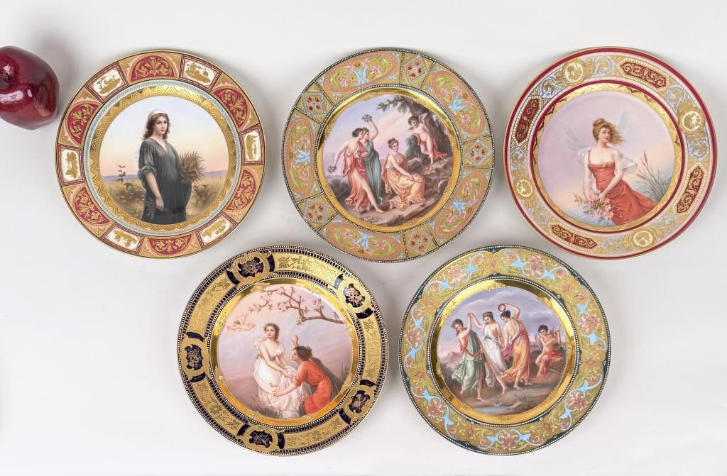 Five Royal Vienna Pictorial Enameled Plates (1 of 8)