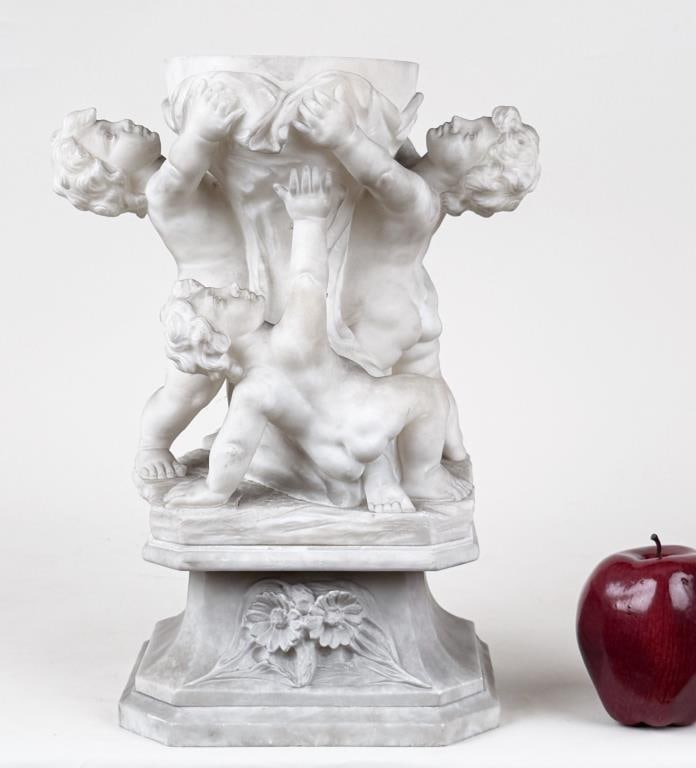 Four Part Figural Carved Marble Sculpture (1 of 8)