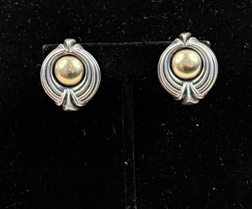 Pair Lagos Caviar 18K & Sterling Earrings (1 of 6)