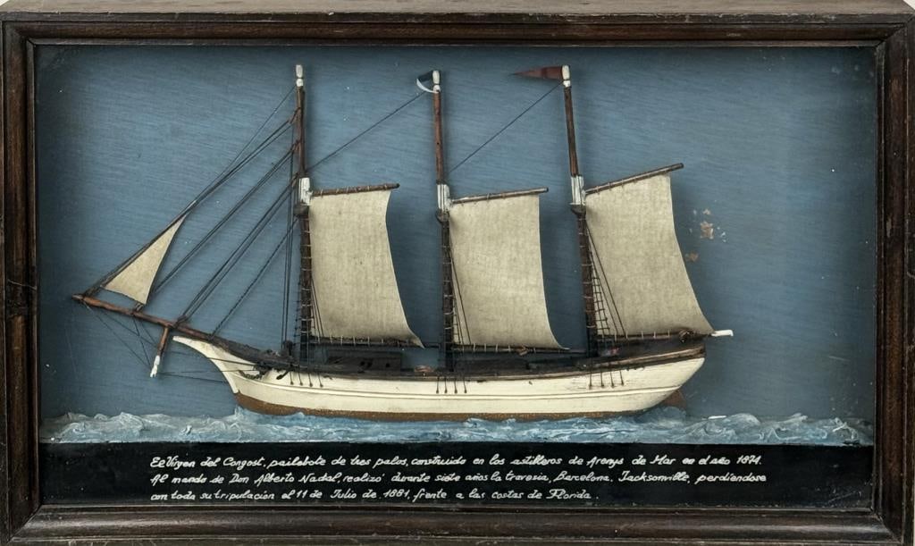 Carved Ship Model, Shadowbox (1 of 4)