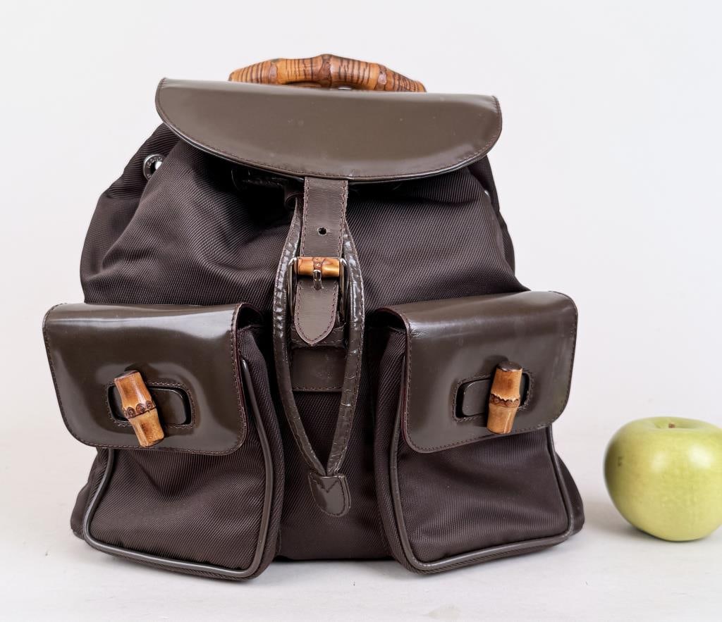 Vintage Gucci Leather & Bamboo Backpack (1 of 13)