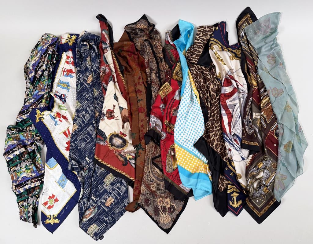 Group Twelve Designer Silk Womens' Scarves (1 of 13)