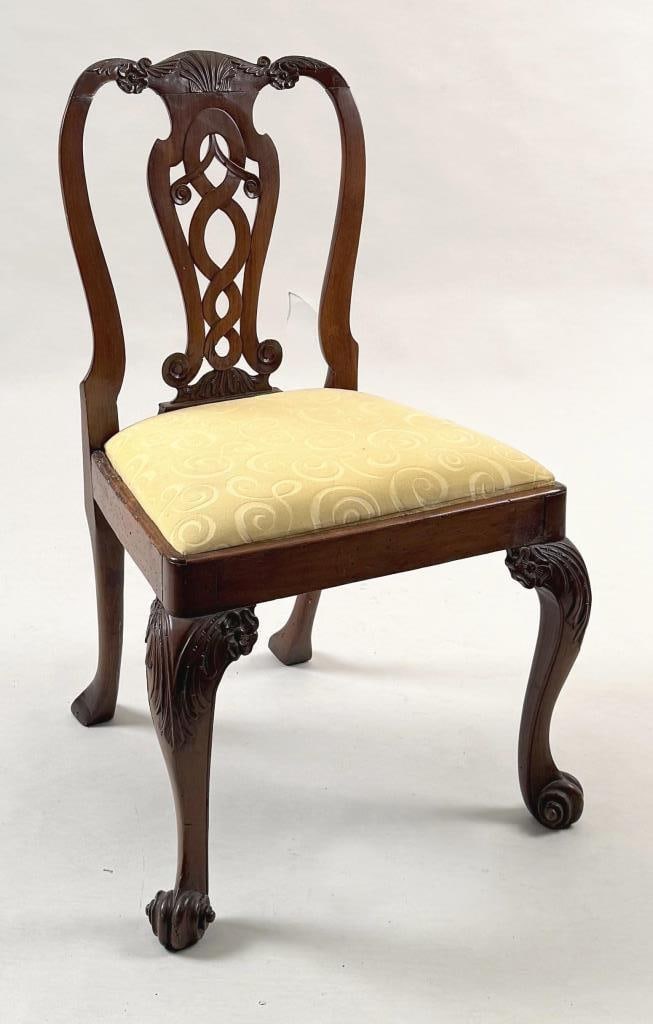 Elaborately Carved QA Mahogany Side Chair (1 of 11)