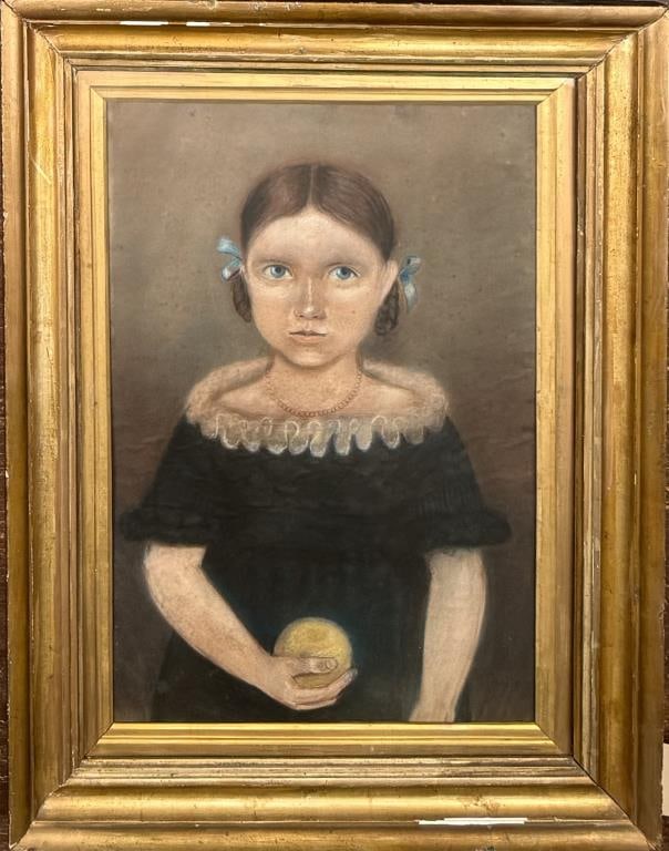 American Folk Art Portrait, Girl With Ball (1 of 3)