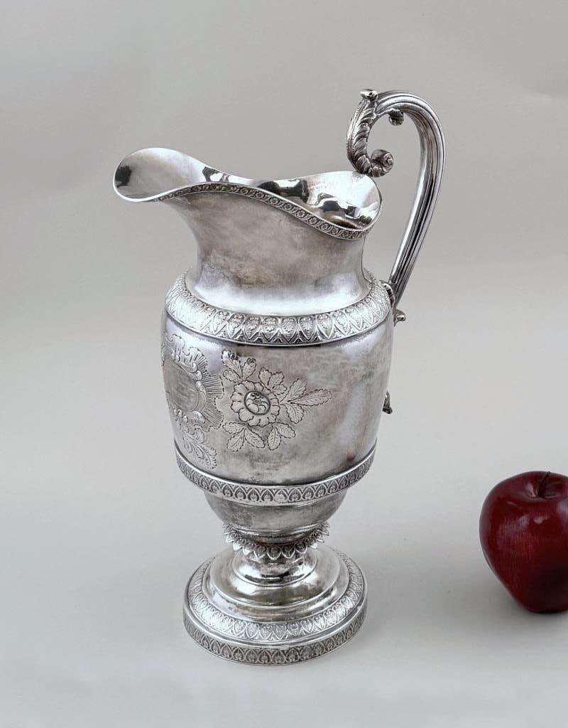 B. Gardiner Large Coin Silver Water Pitcher (Ewer) (1 of 15)