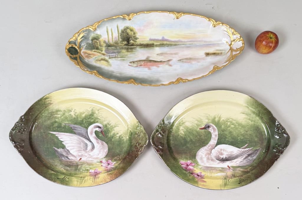 Three Limoges Trays - Fish & Geese (1 of 7)