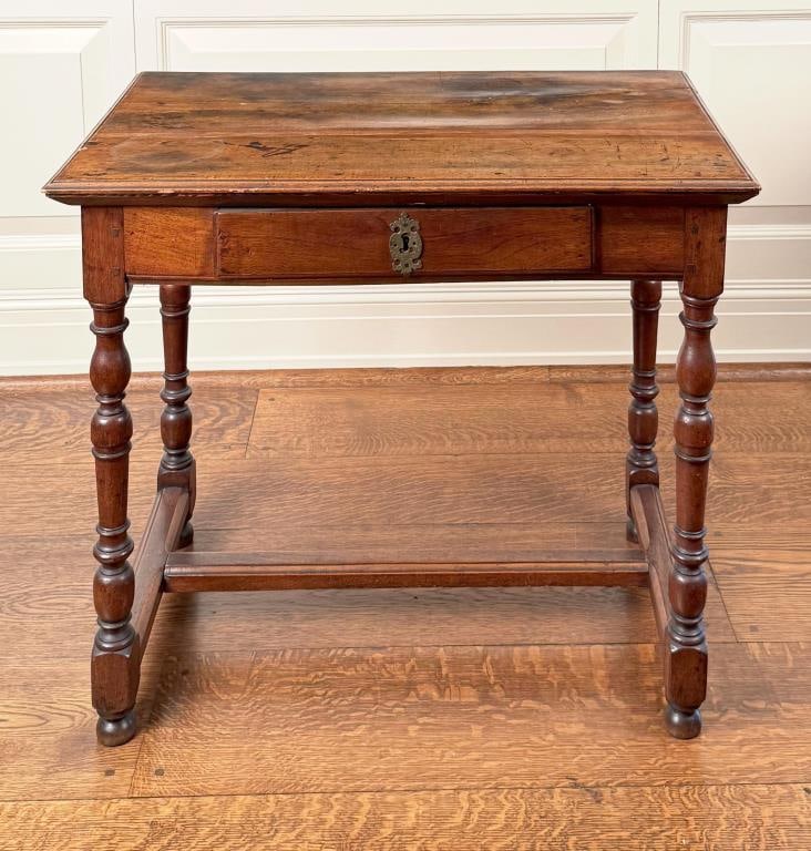 William & Mary Oak One Drawer Side Table (1 of 9)