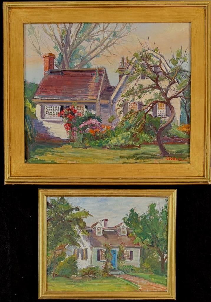 Two Oil Paintings, Cape Cod Cottage Scenes (1 of 5)