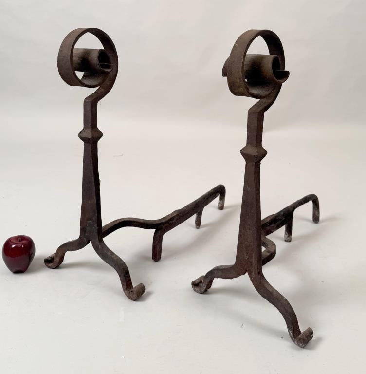 Pair Art Deco Wrought Iron Andirons (1 of 4)