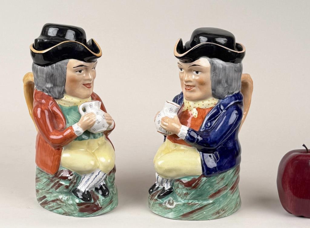 Pair Staffordshire Pottery Lidded Tankards (1 of 11)