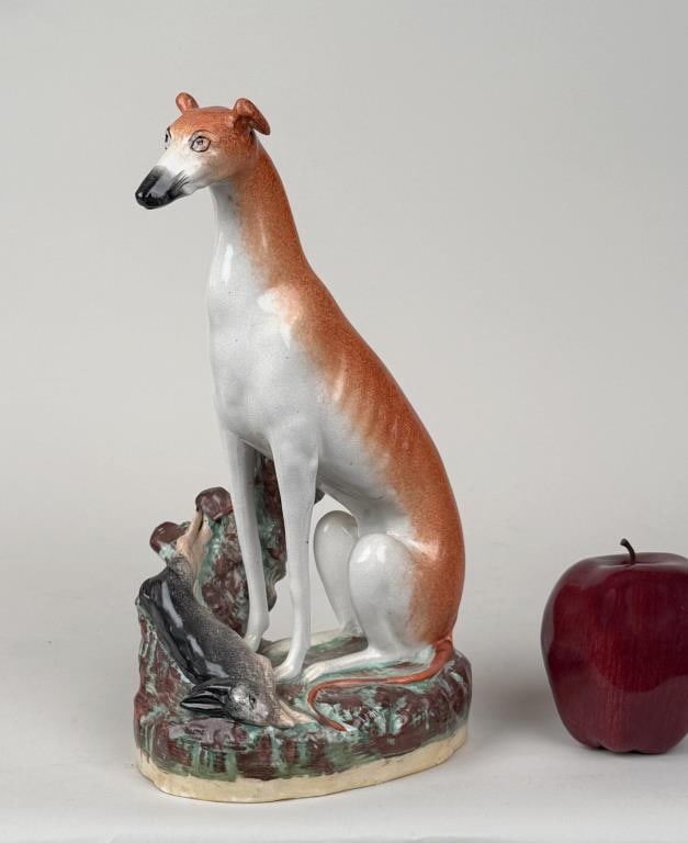Large Staffordshire Pottery Hound Figure (1 of 7)