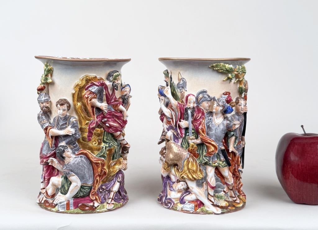 Pair Capodimonte Figural Vases (1 of 10)