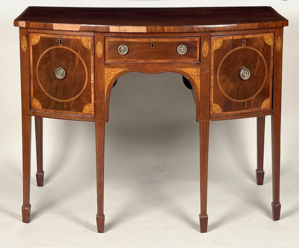 Elaborately Inlaid George III Bow Front Sideboard (1 of 11)