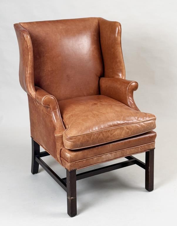 George III Style Leather Upholstered Wing Chair (1 of 12)