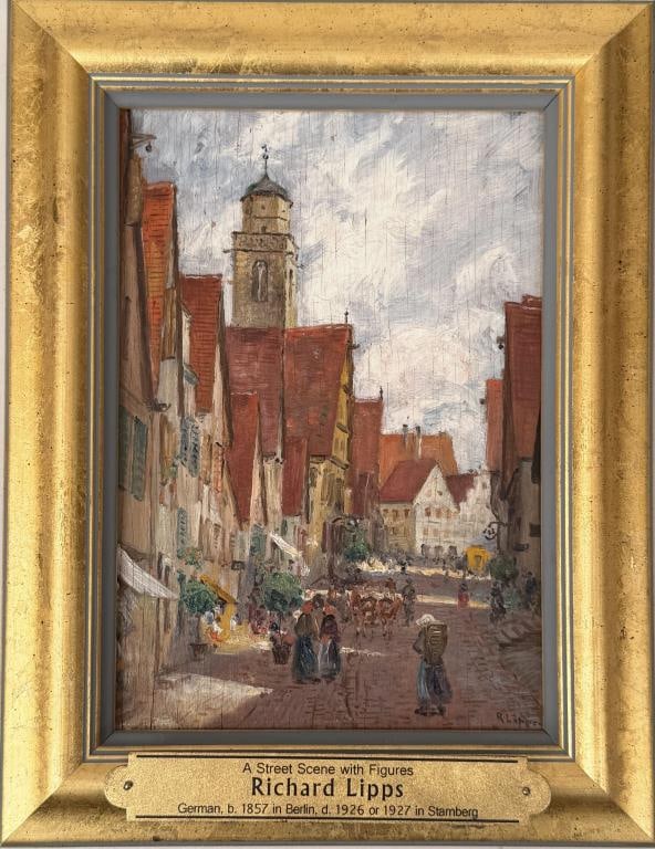 R. Lipps, Street Scene With Figures (1 of 5)