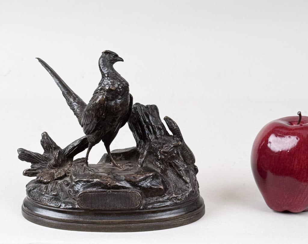 J. Moignez, Bronze Pheasant Match Holder (1 of 8)