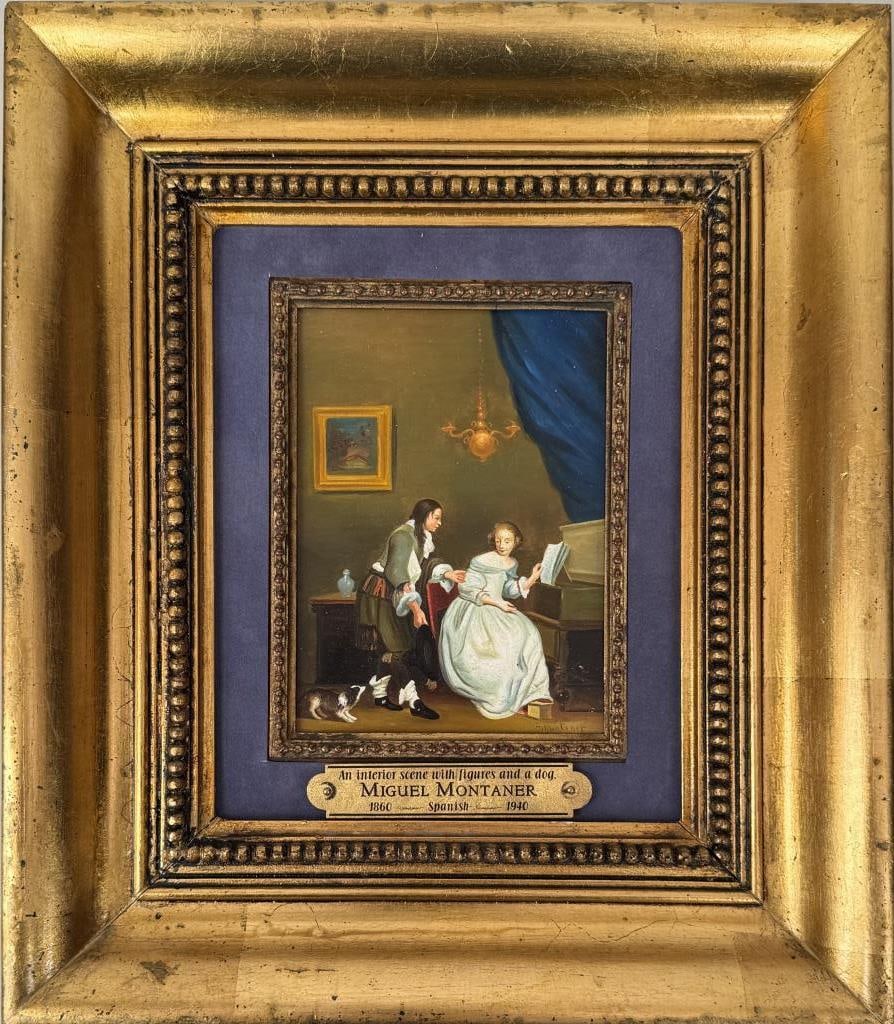 M. Montaner, Interior Scene with Figures & Dog (1 of 7)