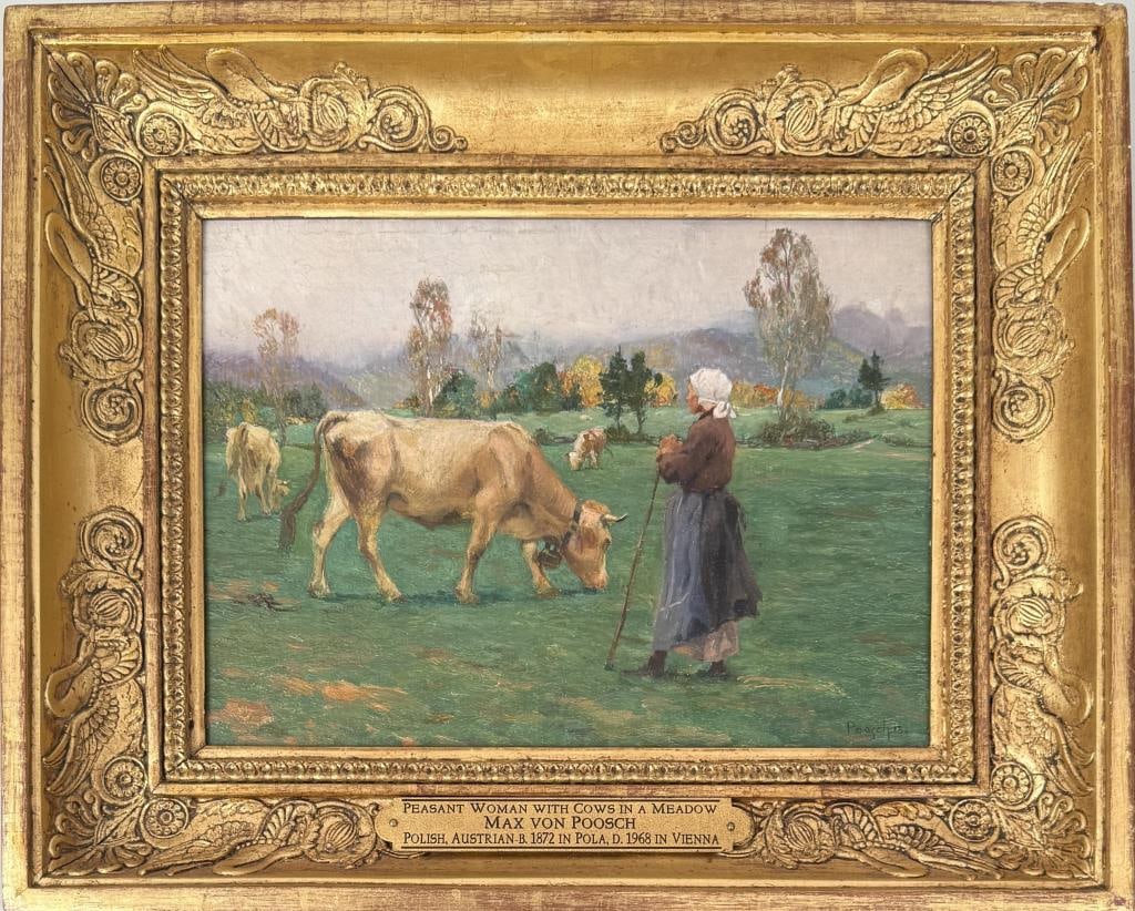 M. Von Poosch, Woman Tending Cows In Meadow (1 of 5)