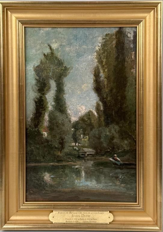 J. Dupre, At Rest in a Rowboat, Landscape Scene (1 of 5)