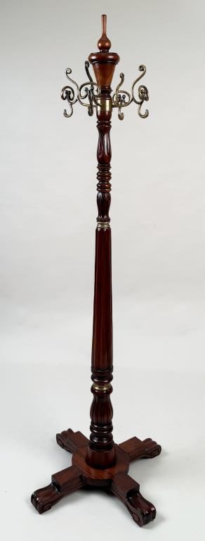 Carved Wood & Brass Decorative Coat Rack (1 of 4)