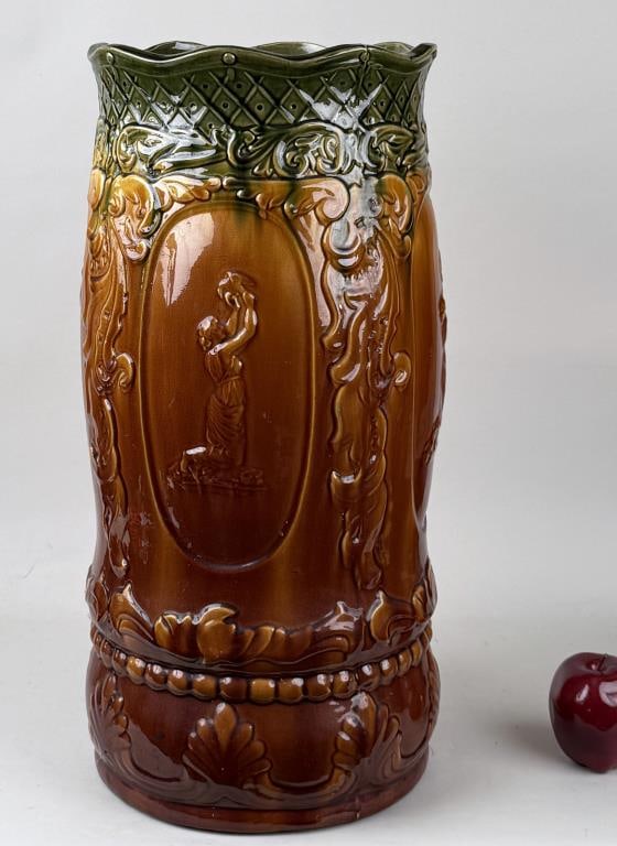 Tall Brown/Green Glaze Umbrella Stand (1 of 7)
