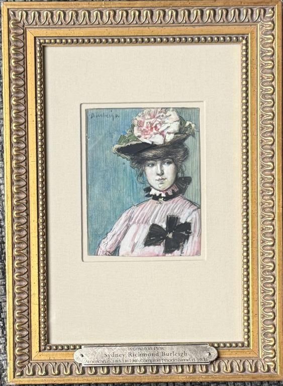 S.R. Burleigh, Woman In Pink With Flower Hat (1 of 5)