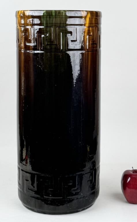 Brown Glaze Greek Key Design Umbrella Stand (1 of 6)