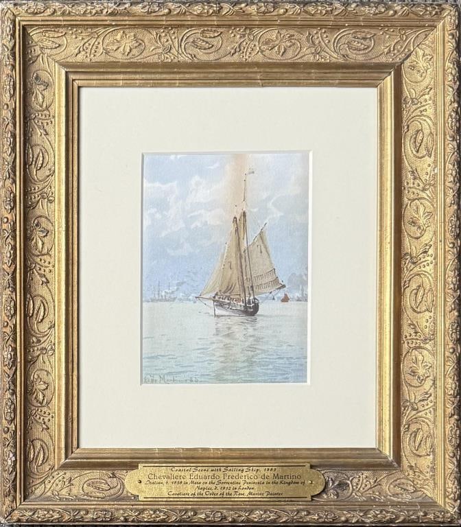 E.F. De Martino, Coastal Scene With Ships (1 of 4)