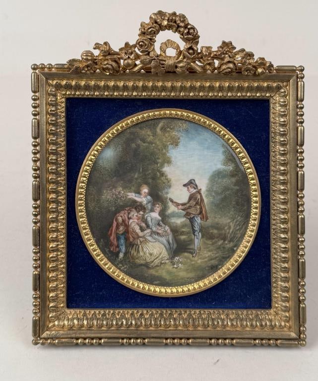 Gilt Bronze Framed Landscape On Porcelain (1 of 6)