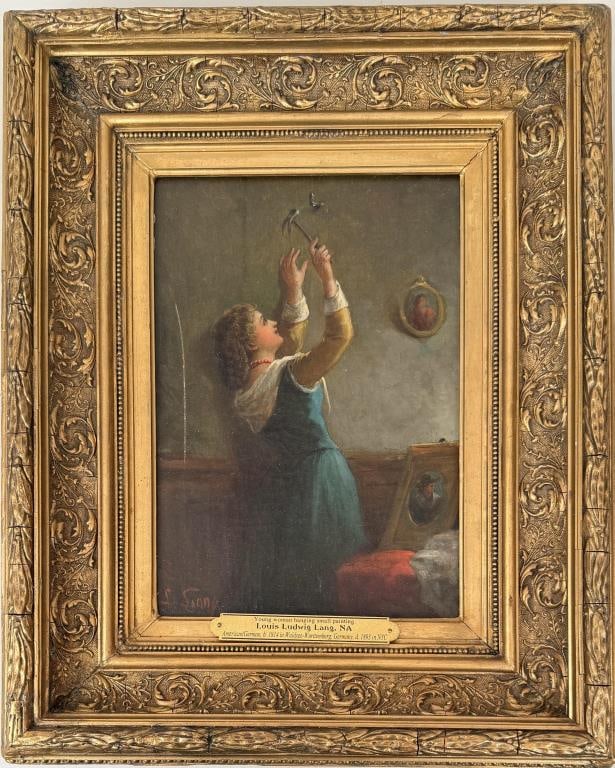 L.L. Lang, Woman Hanging Painting (1 of 6)