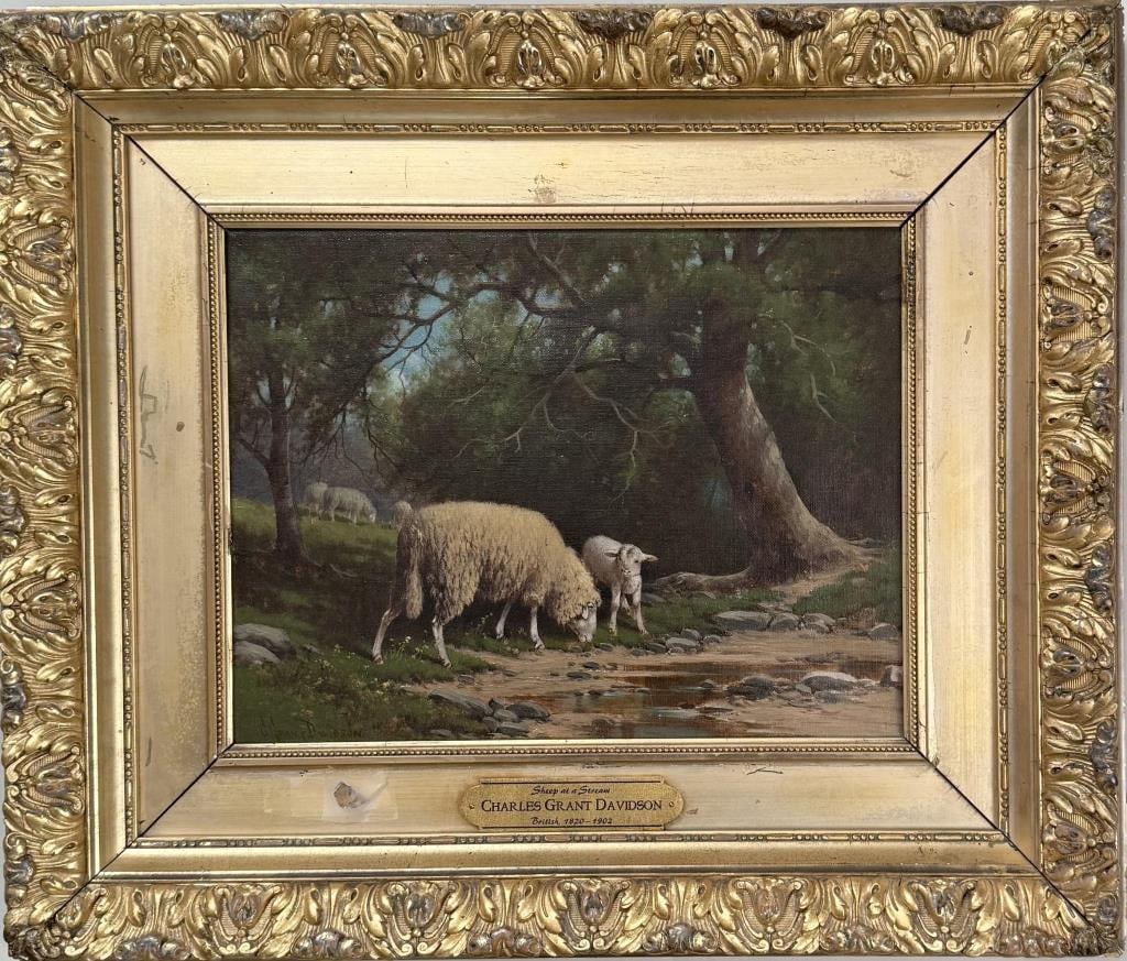C.G. Davidson, Sheep Grazing Near Stream (1 of 4)