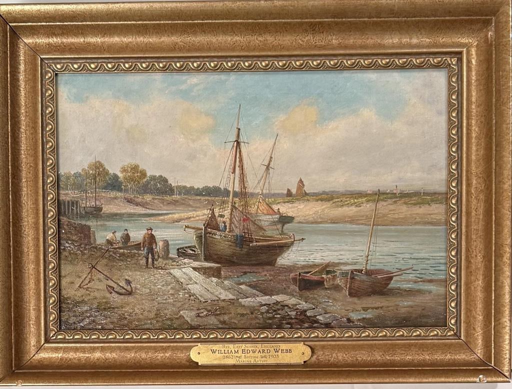 W.E. Webb, Fishermen Boat Scene, Sussex England (1 of 5)