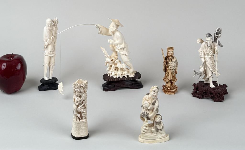 Group Six Asian Bone Carvings (1 of 10)