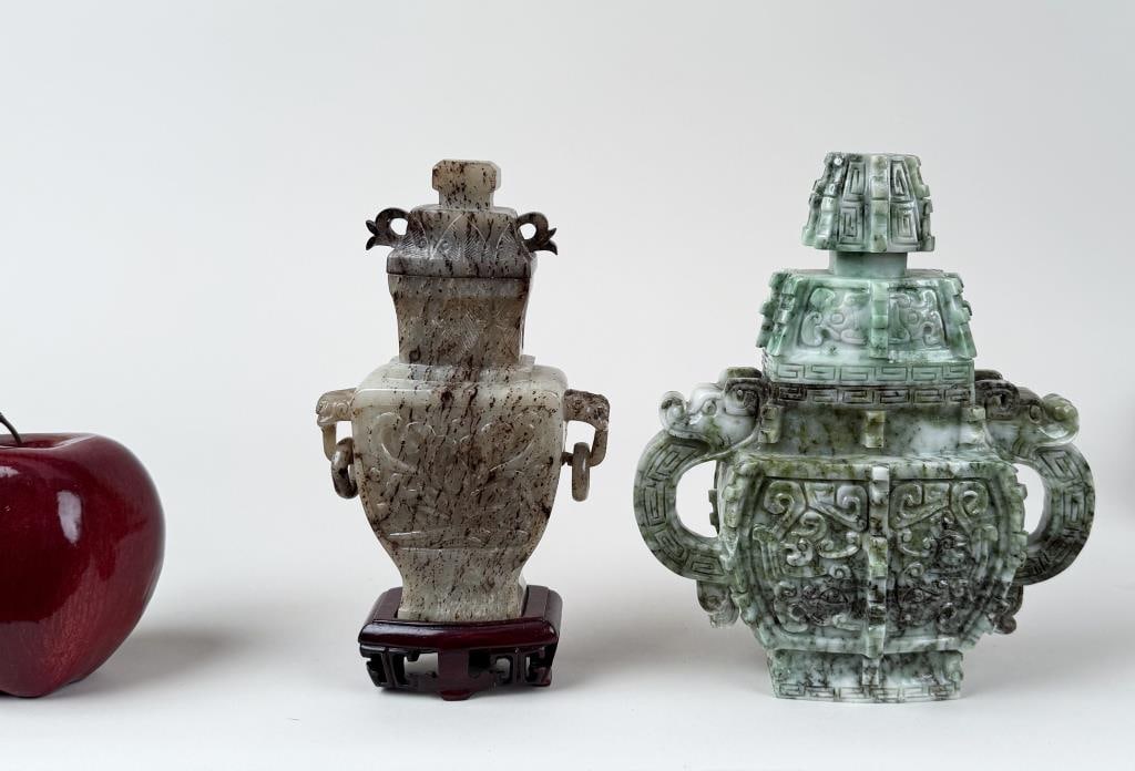 Two Carved Chinese Archaic Style Hardstone Vessels (1 of 9)