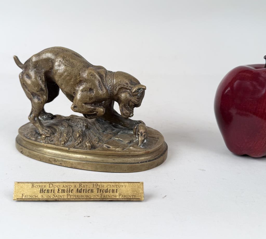 H.E.Trodoux, Bronze Sculpture Dog & Rat (1 of 7)