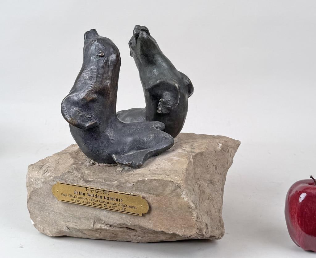 R.W. Gambaro, Bronze Sculpture Puppy Love Seals (1 of 8)