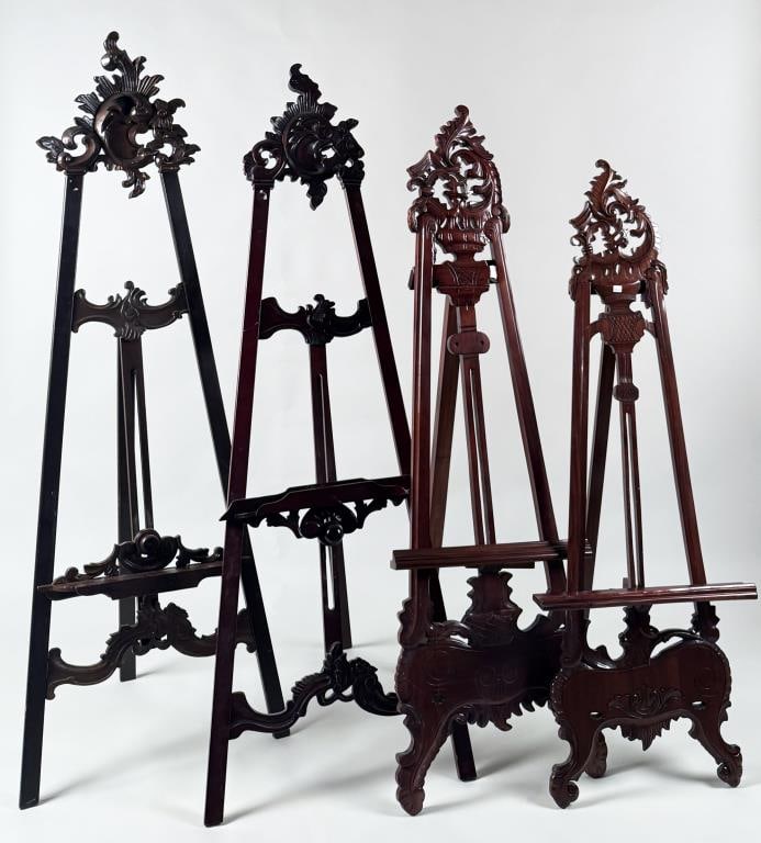 Four Assorted Carved Wood Baroque Art Easels (1 of 6)