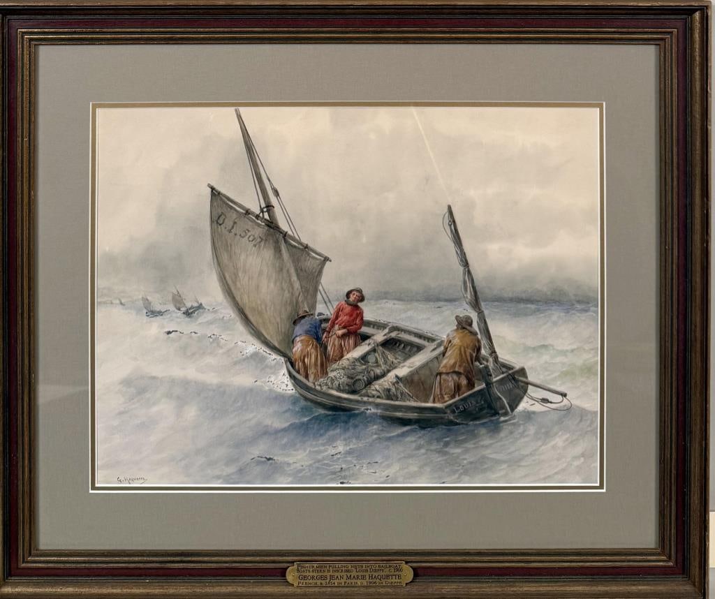 G.J.M. Haquette, Fishermen At Sea Hauling Nets (1 of 4)