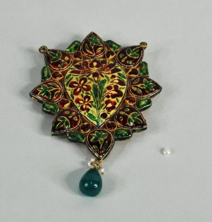 Indian Mughal Style 20K Gold Pendant - 2