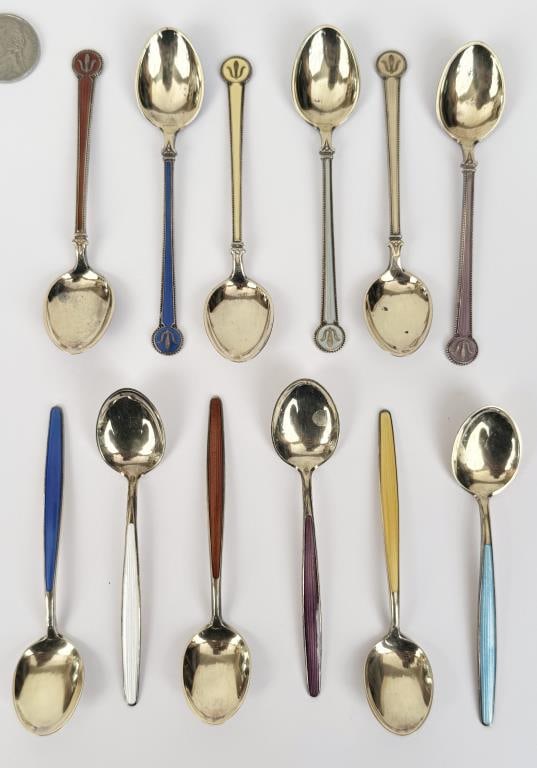 Twelve David Andersen Silver & Enamel Spoons (1 of 5)